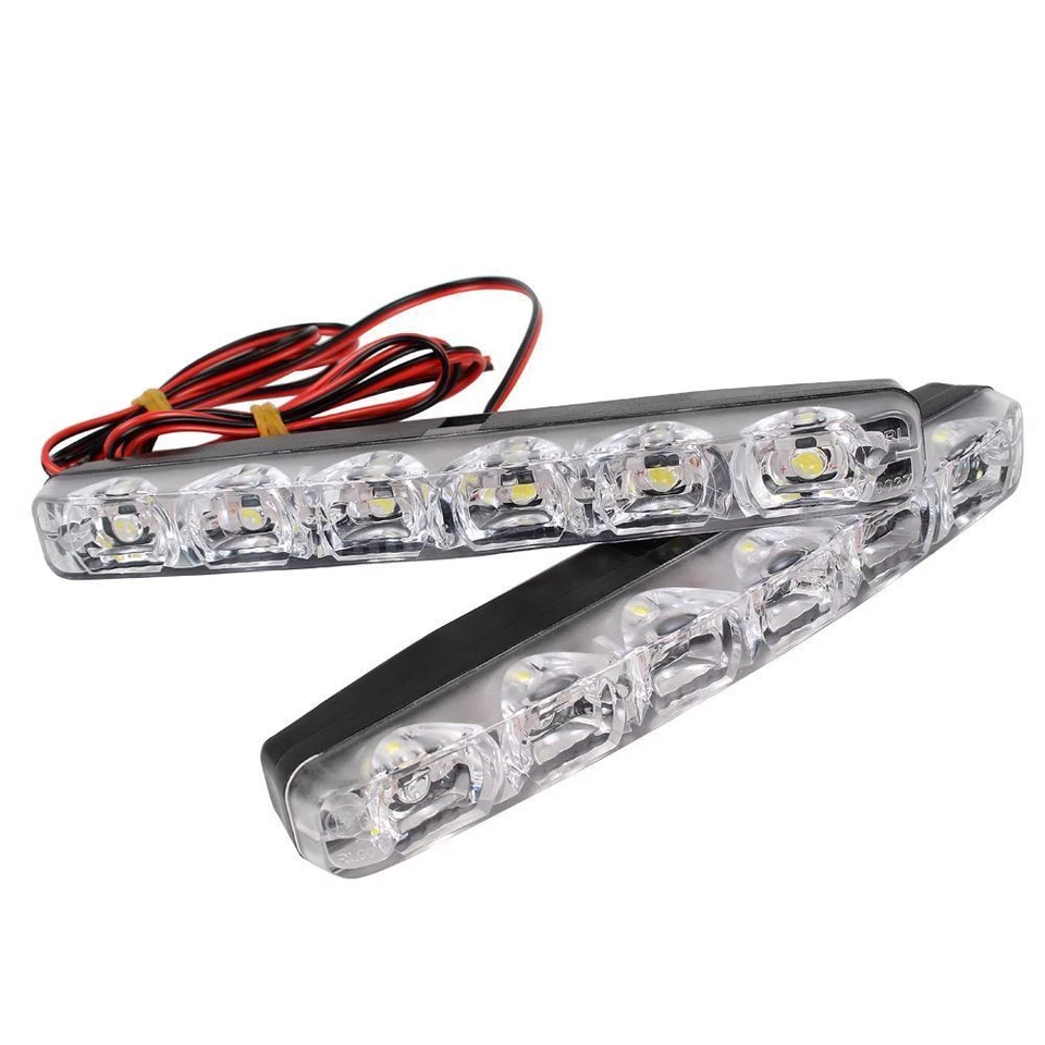 COPPIA LUCI DIURNE ANTERIORI DAYLIGHT 6 LED LUCE BIANCA AUTO UNIVERSALI 6000K  - Immagine 2 di 4