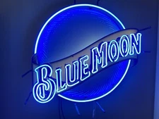 Blue Moon Neon Sign MANTOWN - 29 x 27 Inches - Nice! WORKING