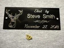 1.5"x3.75" Custom Engraved Deer Mount Plate Plaque Hunting Taxidermy 2 mtg hole 