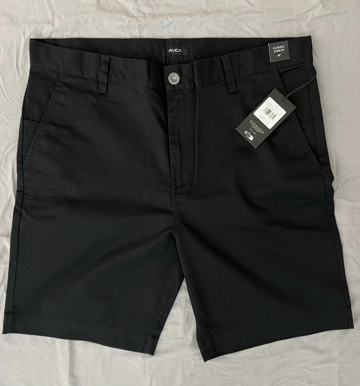 RVCA Men’s Weekend Stretch 20” Chino Shorts Size 38 Black BNWT