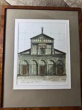 "Basilica De San Miniato" Pen, Ink And Watercolor Painting - Signed And Framed