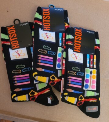 3 pair of Arts and Craft School - Women's Crew Socks - Hot Sox Socks 3 New pair