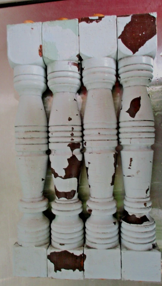 Juego 4 patas de mesa balaustres de porche de husillo torneado victoriano de 2 1/2" x 17" de alto Foto 4 de 4