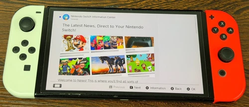 Nintendo Switch OLED Model 64GB Neon Red White Joycons - Good Used Condition