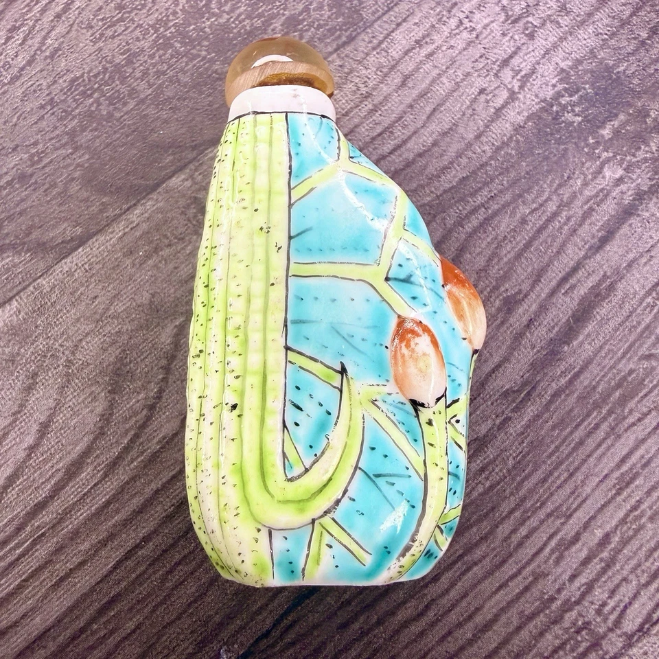 ANTIGA GARRAFA DE RAPÉ DE PORCELANA CHINESA DA DINASTIA QING FAMÍLIA DE LÓTUS ÁGATA ROSA 7cm - Imagem 2 de 4