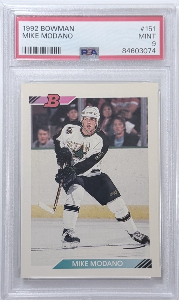 Mike Modano #151 Hockey Cards 1992 Bowman trading card — raw and PSA graded price guide
