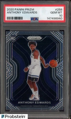 #2 2020 Panini Prizm #258 Anthony Edwards Timberwolves RC Rookie PSA 10