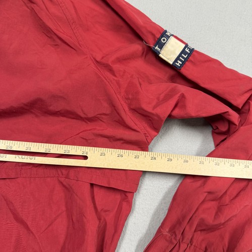 Vintage Tommy Hilfiger Jacket Mens Large Red Hooded Spell Out Windbreaker 90s by Tommy Hilfiger, Size L, $49.99 - Photo 9