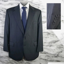 Towncraft Mens 48R Gray Stripe Wool 2 Button Blazer Jacket Wool