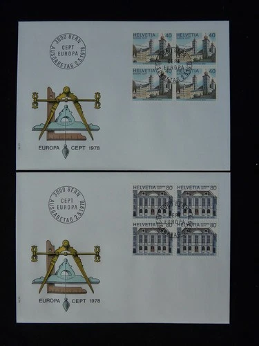 Europa Cept x2 FDC Switzerland 1978 (block of 4)