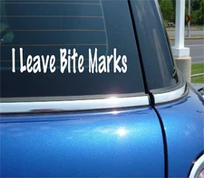 I LEAVE BITE MARKS S&M BDSM VAMPIRE NAUGHTY DECAL STICKER FUNNY CAR TRUCK