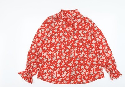 Basic Damen UK Größe S Zara Rot Knopfleiste
