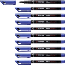 STABILO Blue Overhead Pen OHPen universal Permanent Fine Pack of 10