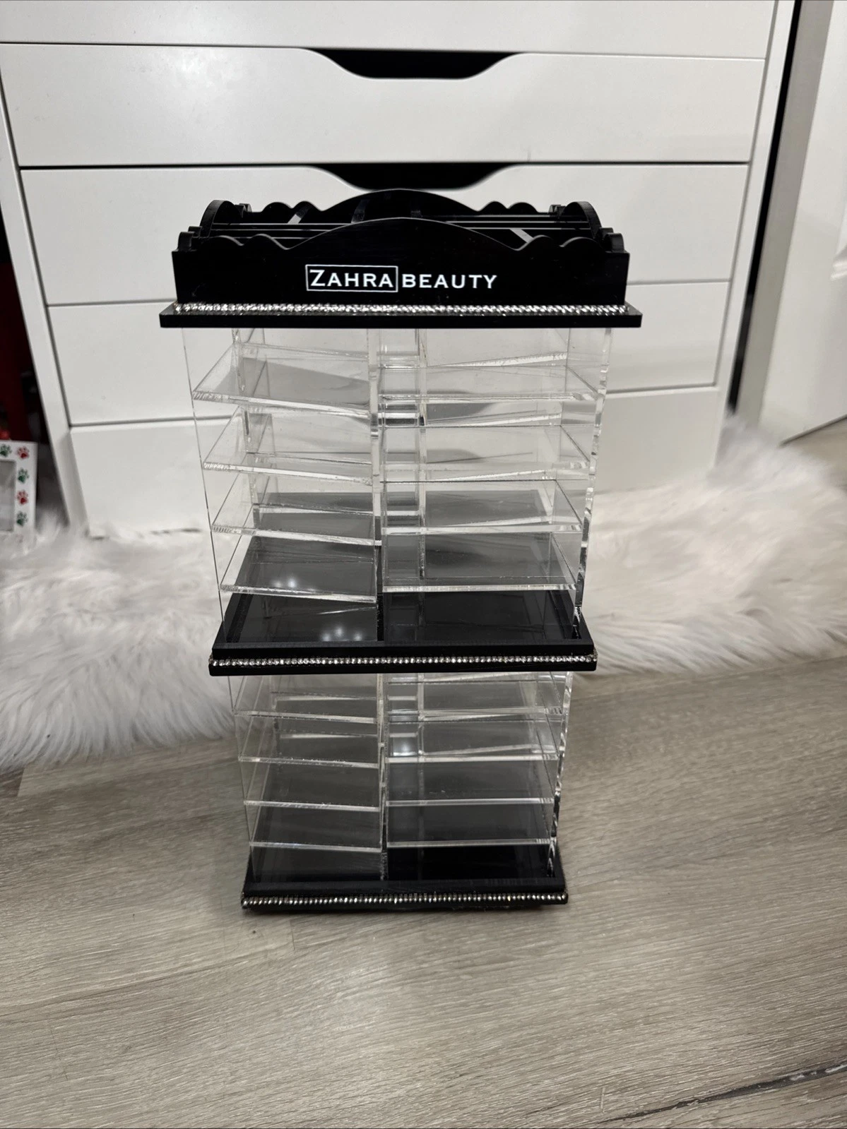 Zahra Beauty Compact Acrylic Makeup Organizer Spinner
