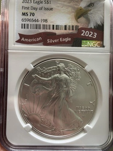 TOP American Silver Eagle! MS 70 First Day of Issue W2023 Silver Eagle~Beautiful