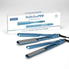 BaBylissPRO Nano Titanium Flat Iron 1" and 1 1/2" Hair Straightener Blue
