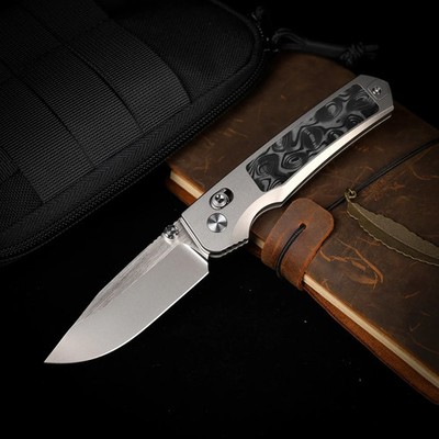 REMETTE Aurora Folding Knife 3'' Bohler M390 Steel Blade Titanium/Carbon F Handle