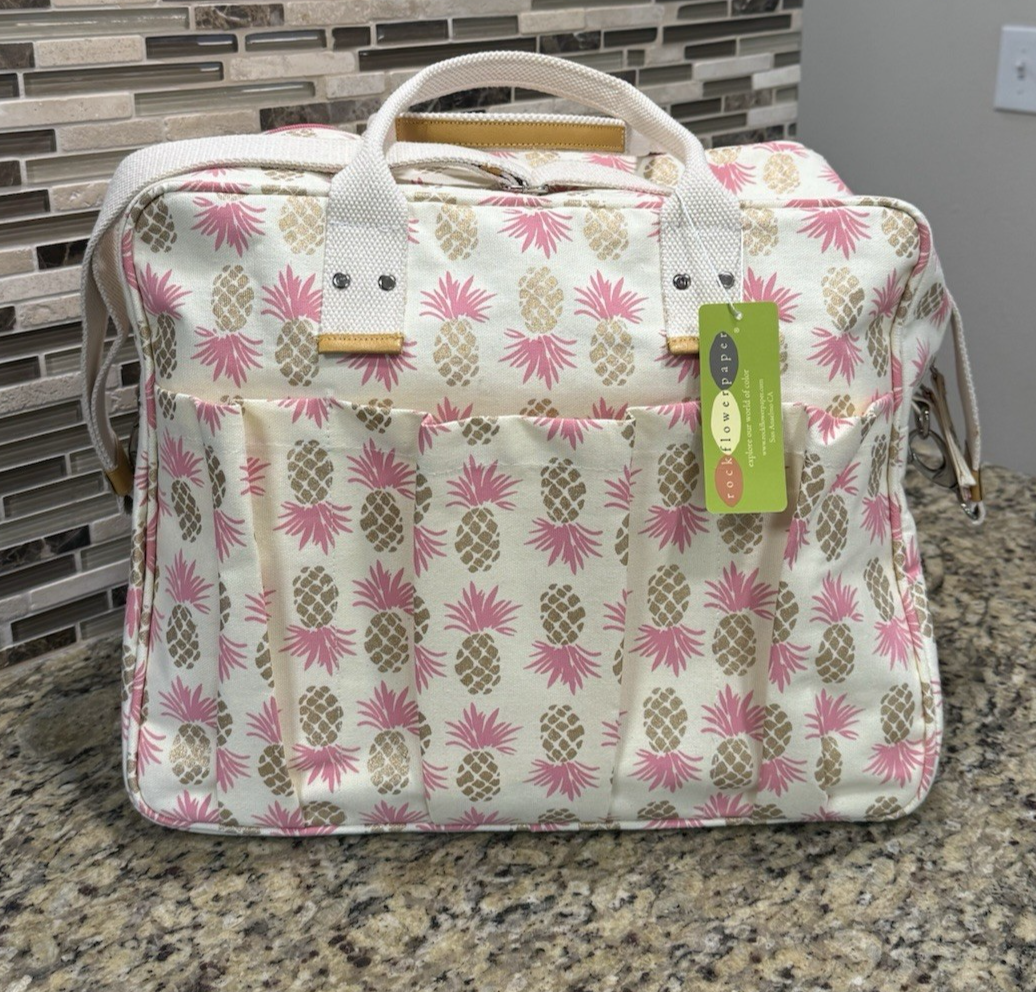 Rock Flower Overnight Duffel Bag Pineapple Pink Gold Metallic NWT