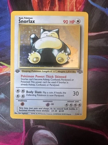 1999 Pokemon Jungle 1st Edition Holo Snorlax 11/64