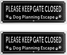 2 Pack Dog Gate Sign for Yard - Please Keep Gate Closed Sign, Rustic Metal