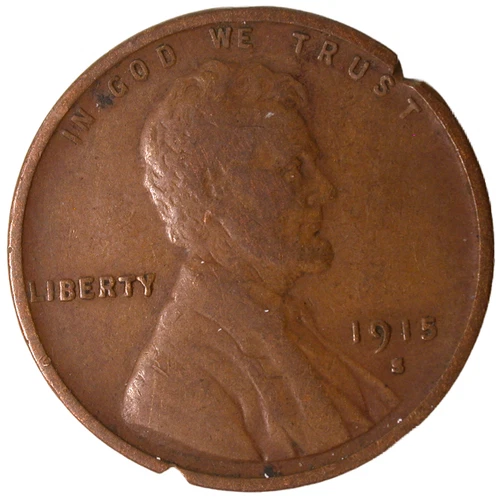 1915 S Lincoln Wheat Cent #14 Two Cuts On Rim
