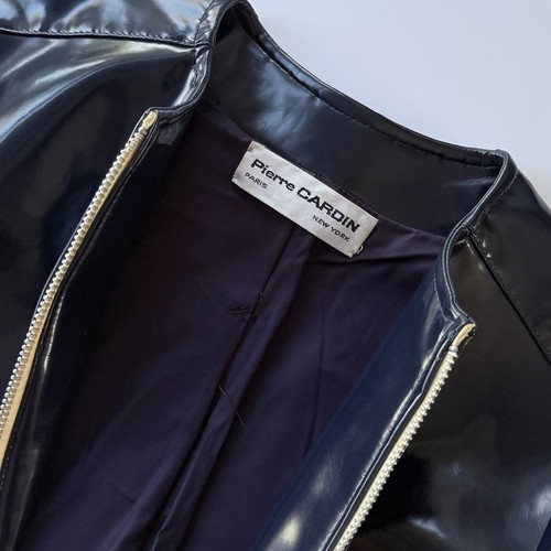 Pierre Cardin Vintage 1960s Space Age Cosmocorps Navy Vinyl Jacket S/XS - Picture 11 of 22