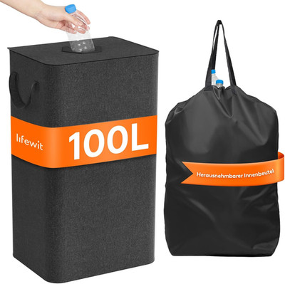 Lifewit 100L Pfandflaschen Sammelbehälter Mit Deckel, Groß Pfandflaschen Aufbewa