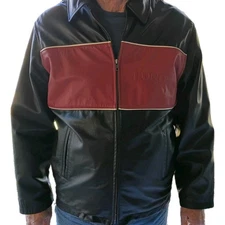 Lund Leather Jacket Black Red GLR Gamewear Canada Men’s M Fishing Logo Vtg READ