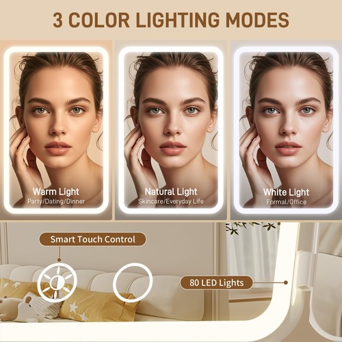 Vanity Mirror with Lights, Rechargeable Lighted Makeup Mirror with 1X/3X/5X M... - Picture 4 of 7