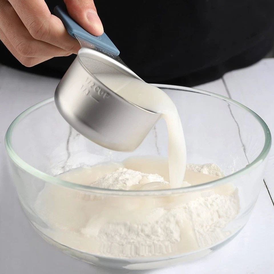 Acciaio Inox Tazze di Misurazione per a Secco E Liquido Ingredienti (Multicolore - Immagine 3 di 4