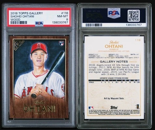 2018 Topps Gallery Shohei Ohtani RC #116 Rookie Wood 🔴PSA 8 - Angels / Dodgers