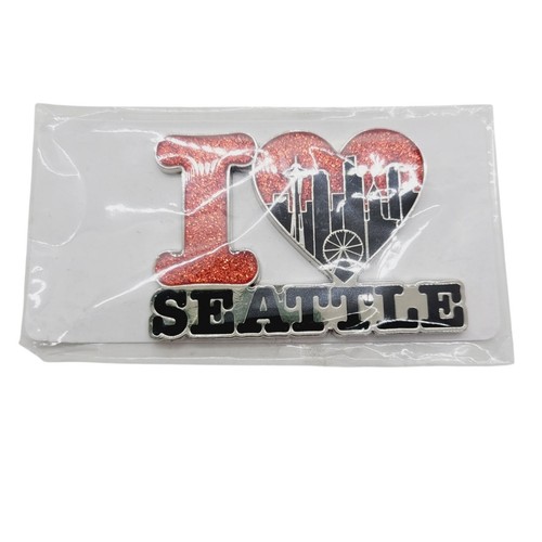 4 Seattle Washington Magnets New Orca Whale Pewter Famous City I Love Keychain - Picture 3 of 5
