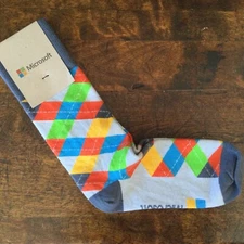 Microsoft Sock Club Argyle Made In USA Socks Stretchy One Size RARE Fast US Ship