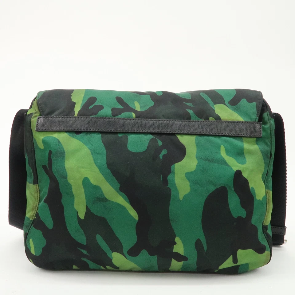 Authentic PRADA Logo Nylon Leather Camouflage Shoulder Bag Green Black Used F/S - Image 2 of 4