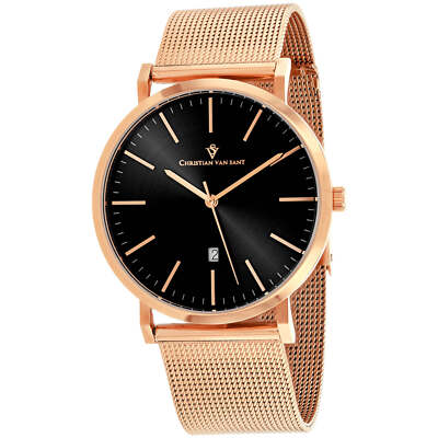 Christian Van Sant Men's Watch Paradigm Black Dial Rose Gold Bracelet CV4321
