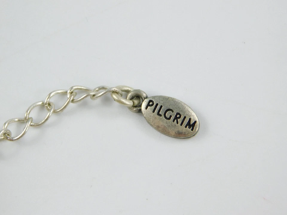 Pulsera PILGRIM Tono Plata Esmalte Verde Flor Eslabón Azul Estrás 6-7.5" Foto 4 de 4