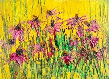 Flowers oil painting Floral Modern Art impasto artwork