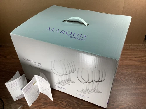 WATERFORD Marquis 12 Wine Glasses "VINTAGE PATTERN" Boxed Set Of 6 RED + 6 WHITE