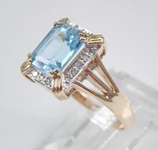 Halo Engagement Ring 2Ct Simulated Blue Topaz 14K Yellow Gold Plated