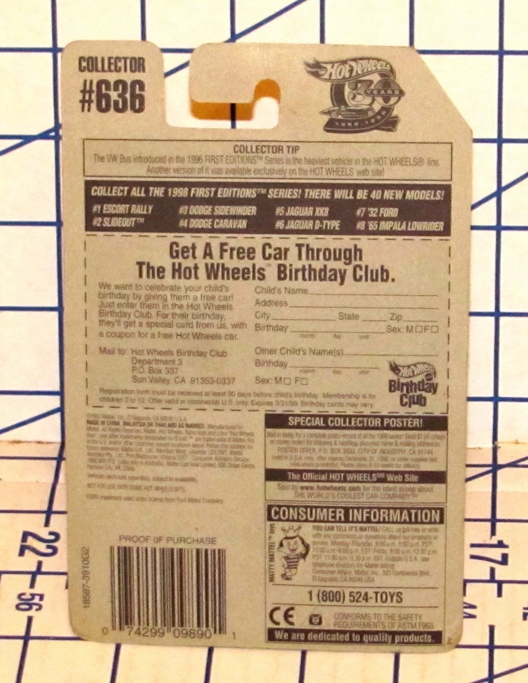 Ford Hot Rod 1998 Mattel Hot Wheels 32 primeras ediciones no. 18587 sin usar, en caja Foto 3 de 3