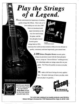 POT7 BILD/WERBUNG 11 X 8 GIBSON J-200 AKUSTIKGITARRENSAITEN