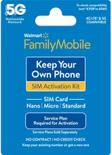 Walmart Family Mobile Keep Your Own Phone 3-IN-1 SIM Card, No Contract Prepaid