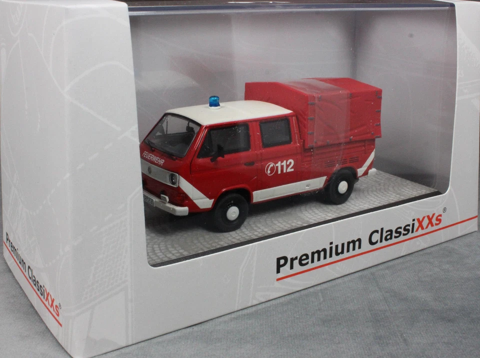 VW T3A Doppia Cabina Tela Pickup FEUERWEHR Premium Classixxs 11529 1/43 - Immagine 3 di 3