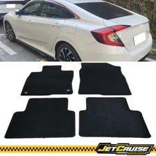 Fits 16-21 Honda Civic Black Nylon Front & Rear Floor Mats Carpet 4Pcs