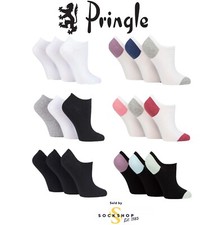 Pringle Womens Plain and Patterned Cotton No-Show Low Rise Trainer Socks 3 Pairs