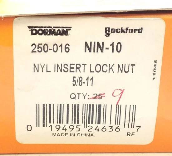 Tuerca de bloqueo de inserción de nailon Dorman 250-016 5/8-11 cantidad.9 envío gratuito devoluciones gratuitas Foto 2 de 3