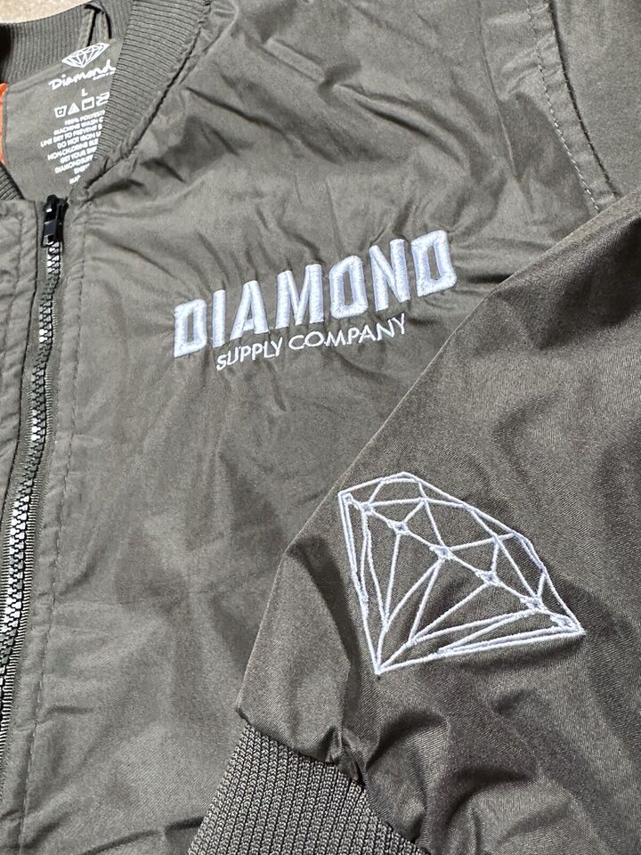 Diamond Supply Co. Bomber Jacket Mens Large Green Full Zip | eBay