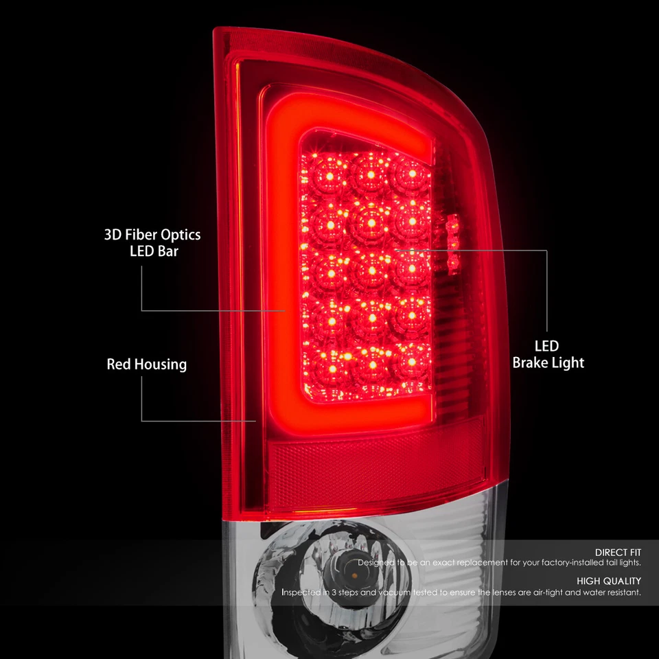 BLACK HOUSING AMBER HEADLIGHT+DRL+3D LED BAR TAIL LIGHT FIT 07-09 DODGE RAM - Image 3 of 4