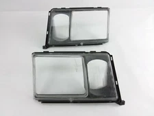 Mercedes Headlight Bezel Doors w/ Fog Light Lens, Pair New W124 '84-'93 US