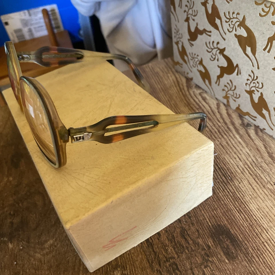 Vintage 70s 80s Drop Arm Eyeglasses Frames Oversized Hipster Orange Peach Moose - Image 2 of 4